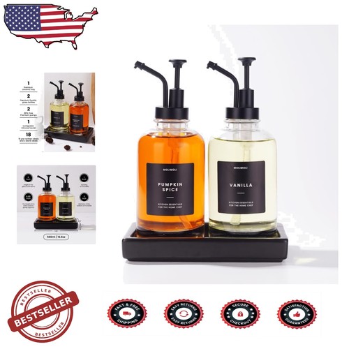 Glass syrup dispenser - syrup, set